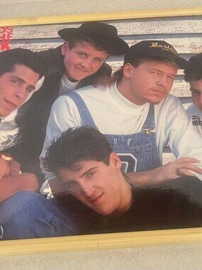 Vintage New Kids On The Block NKOTB Plastic Frame Poster Funky 1989 NLHB